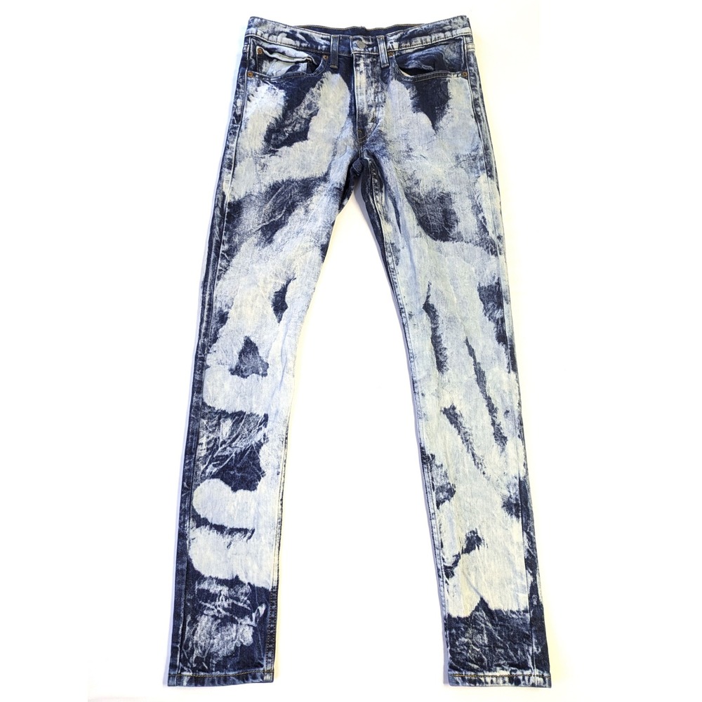 Levis Skinny Taper Acid Wash Jeans Blue White 34x34 Streetwear 84558-0098